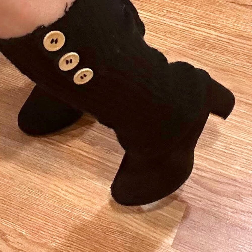 New Black Leg Warmer With 3 Classic Beige Buttons NWOT